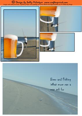 Card with Insert Beer and Fishing