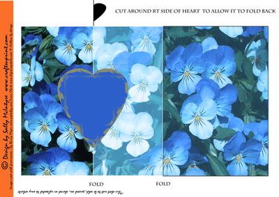 Pansy Fold Back Card in Blue