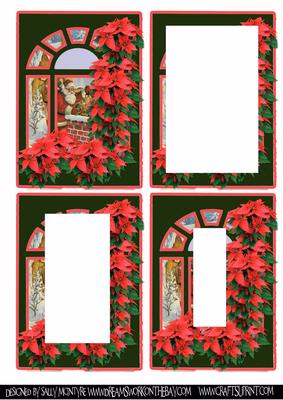 Poinsettia and Santa in the Window Pyramid
