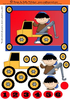 Boys and Their Trucks Age Card 1-6 and Blank 3D