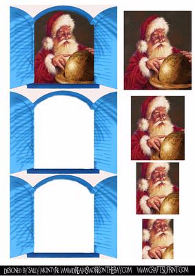 Santa in a Window Tunnell and Pyramid