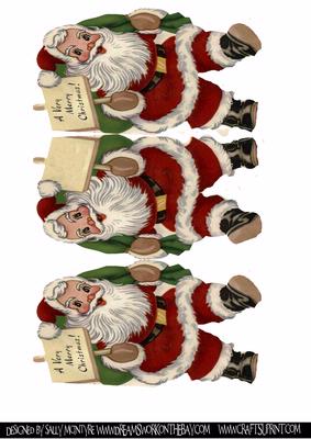 Tri Fold Santas Apply to Card and Concertina Fold