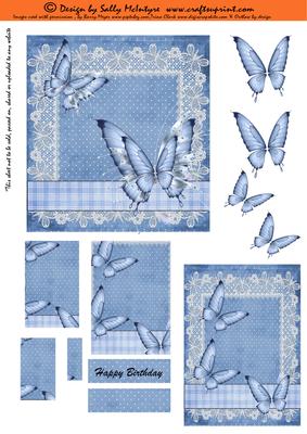 2 Card Sheet Butterflies and Blue Lace
