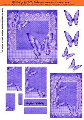 2 Card Sheet Butterflies and Purple Lace