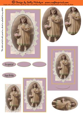 For a Special Girl Vintage Happy Birthday Antique Pink