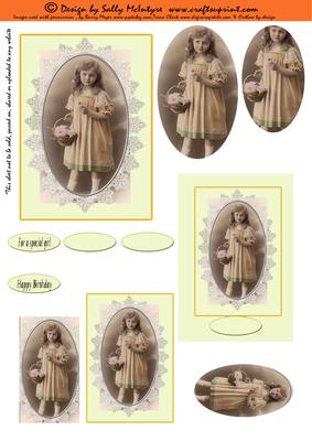 For a Special Girl Vintage Happy Birthday Antique Cream