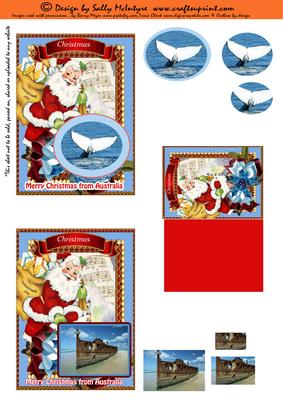 Merry Christmas from Australia 2 Card Sheet with Giftag