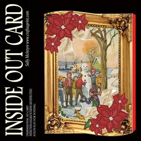 Inside Out Card Vintage Christmas with 3D Poinsettias