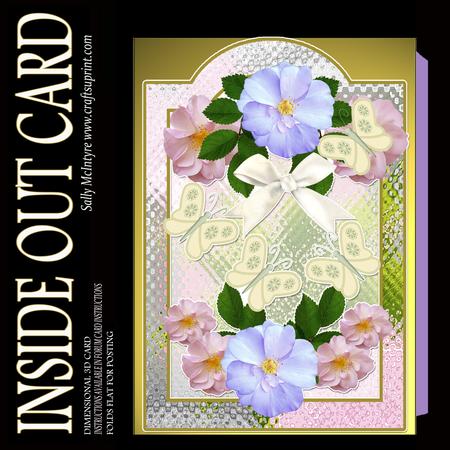 Inside Out Card Roses,bows and Butterflies