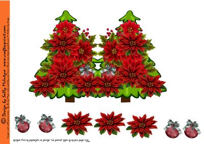 Christmas Tree and Poinsettia Shaped Card