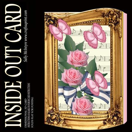 Inside Out Card Pink Roses and Butterflies