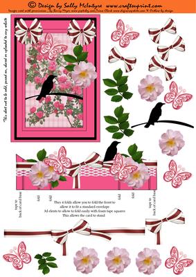 Totally 3D Card Blackbirds in My Garden
