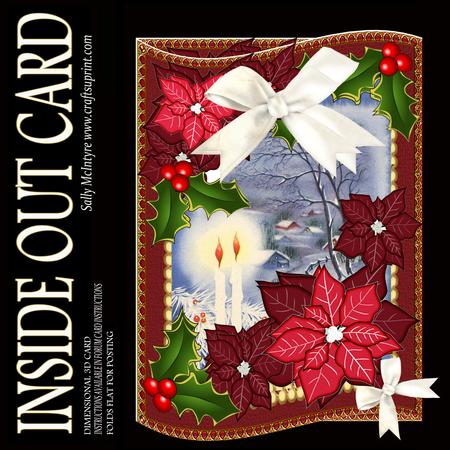 Inside Out Card Poinsettias and Holly