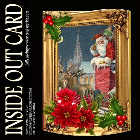 Inside Out Card Christmas Santa Vintage