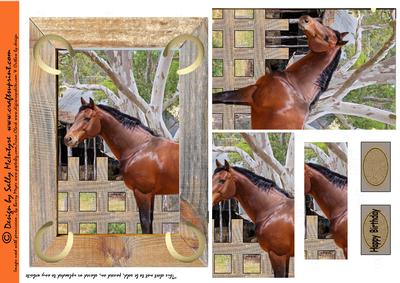 Horses in Barn Pyramid Card
