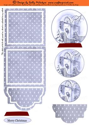 Easel Card Christmas Snow Globe Pyramid Vintage Lilac