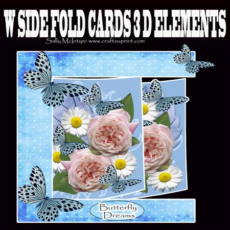 W Fold Roses ,daisies and Butterflies Butterfly Dreams