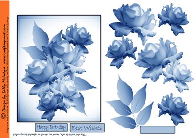 Blue Hues Rose Step by Step