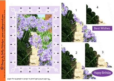 Agapanthas and Lace Scalloped Pyramid Lilac