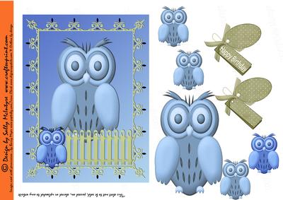 Owl on a Fence 3D Decoupage with Tag