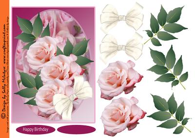 For a Special Lady Pink Roses and Bows Decoupage