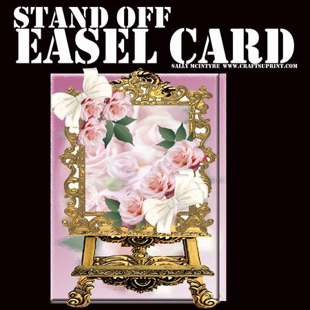 Stand Off Easel Card Pink Roses and Bows