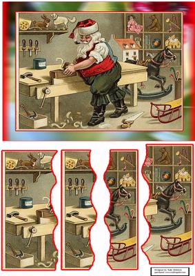 Santa in His Workshop Crazy Edged Side Stacker