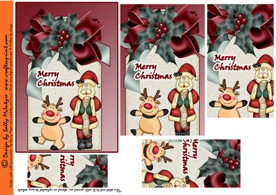 Merry Christmas Santa and Reindeer, Pyramid