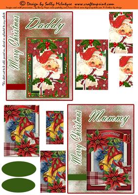 Merry Christmas Daddy Merry Christmas Mummy 2 Card Sheet