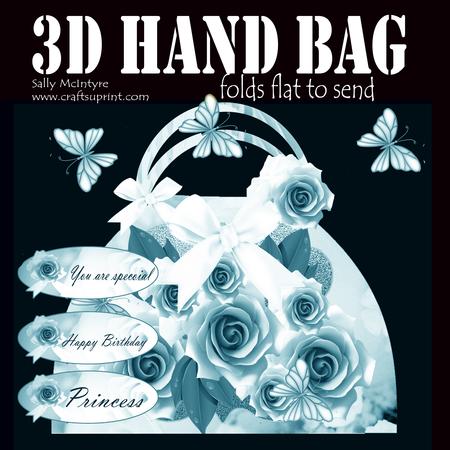 Azure Roses Handbag Card 3D Roses