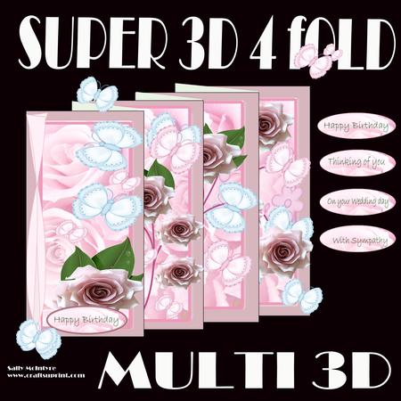Super 3D 4 Face Card with Multi 3D