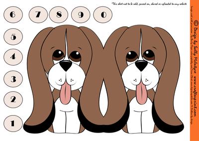 Bassethound Dog Shaped Card with Numbers 0-9