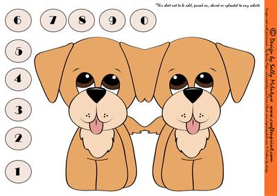 What a Dog Dog Shaped Card with Numbers 0-9