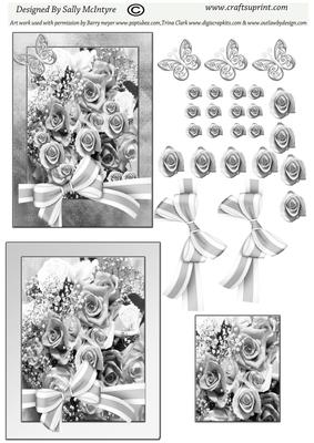 Black and White Roses Cards 2 Card Sheet
