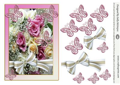 Pink Roses Butterflies and Bows
