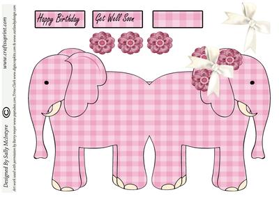 Elephant Shaped Card with 3D Bow and Flowers
