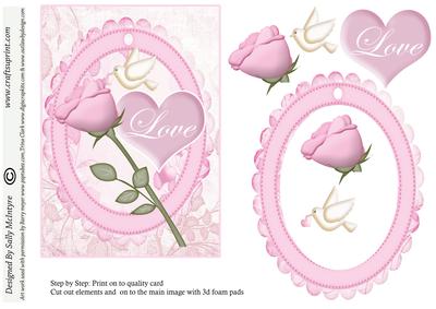 Love Pink Hearts Roses and Doves