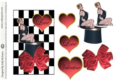 Valentine or Love Red Roses Black and White Squares