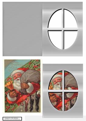 Christmas Tree Window Card Santa and His Sack