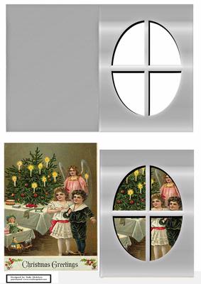 Christmas Window Card Traditional Silver