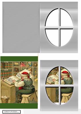 Christmas Window Card Traditional Santa