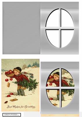 Christmas Window Card Traditional Snow