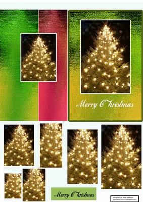 Christmas Tree Fold Back in Lime and Magenta