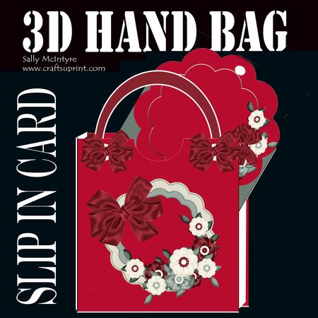 Red Hand Bag Box with Slip in 3D Card