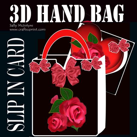 3D Handbag Card with 3 Slip in Cards Tied Together with Ribb