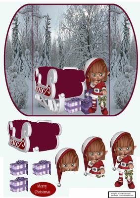 Sleigh in the Snow at Xmas in Maroon