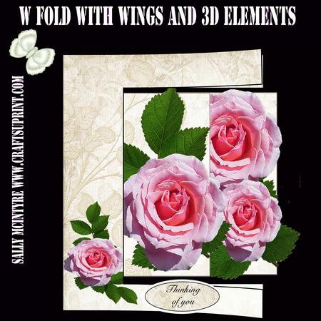 W Fold Pink Roses 2 Wings Easy to Make
