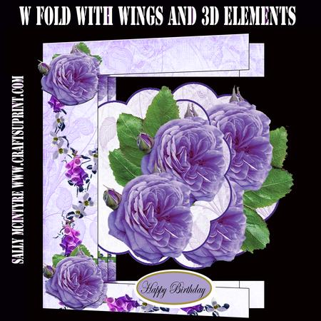 W Fold Lilac Roses Easy to Make Delightful to Give
