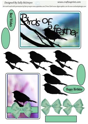 Birds of a Feather Friendship Cards ,2 Card Sheet