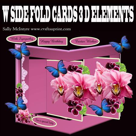 W Fold Pink Orchids Spectacular Card Multi Use